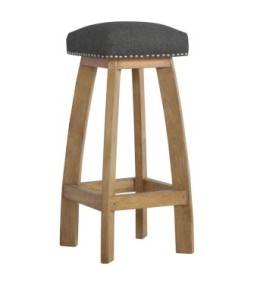 Tabouret de bar clouté en tweed noir