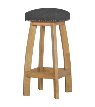Black Tweed Studded Bar Stool