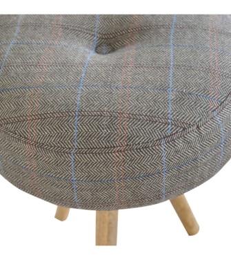 Tabouret trépied avec coussin d'assise en tweed