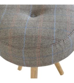 Tabouret trépied avec coussin d'assise en tweed