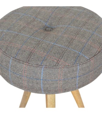 Tabouret trépied avec coussin d'assise en tweed
