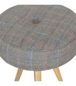 Tabouret trépied avec coussin d'assise en tweed