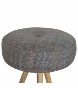 Tabouret trépied avec coussin d'assise en tweed