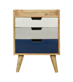 Table de chevet dégradée bleu marine et blanc