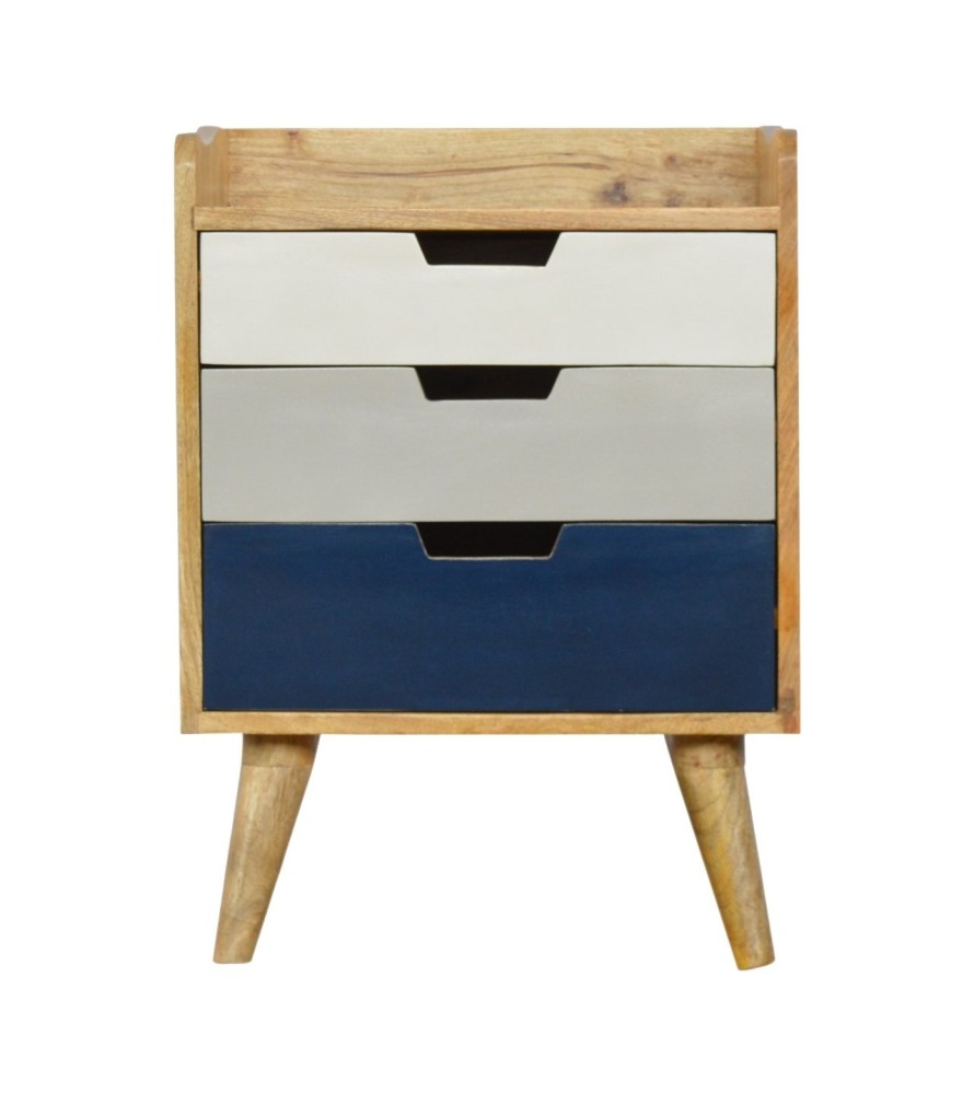 Table de chevet dégradée bleu marine et blanc