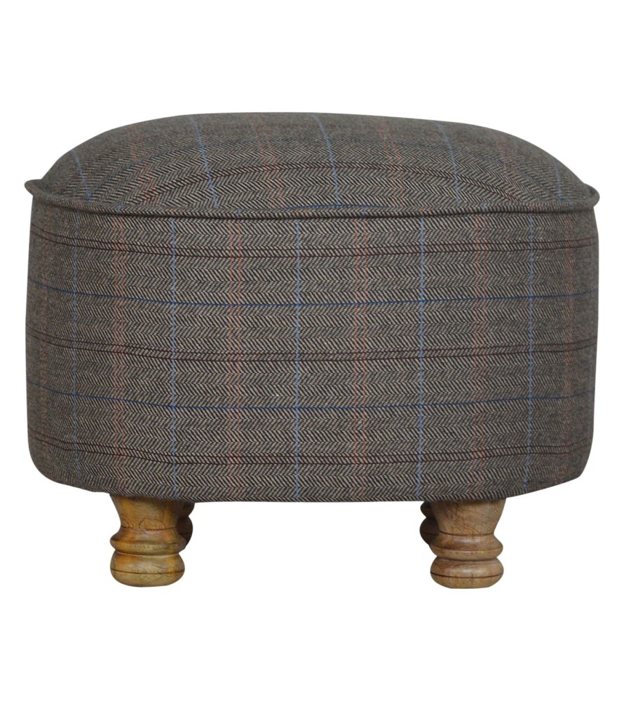 Repose-pieds ovale en tweed multicolore