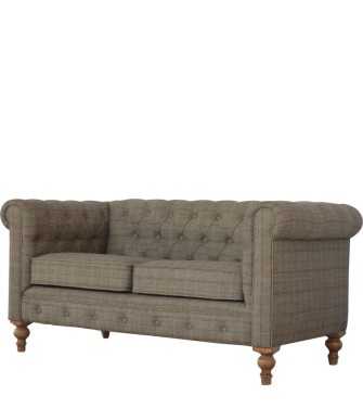 Chesterfield 2 places en tweed multicolore