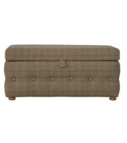Tabouret à boutons en tweed multicolore
