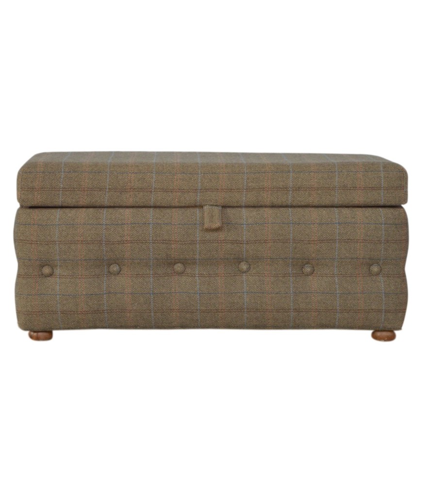 Tabouret à boutons en tweed multicolore