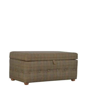 Tabouret à boutons en tweed multicolore