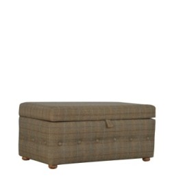 Tabouret à boutons en tweed multicolore