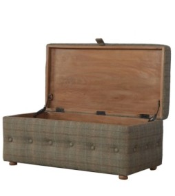 Tabouret à boutons en tweed multicolore