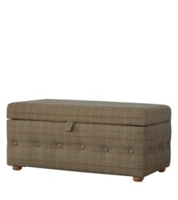 Tabouret à boutons en tweed multicolore