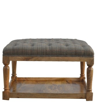 Multi Tweed Footstool with Shelf