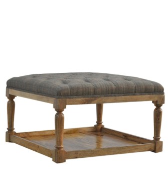 Repose-pieds en tweed multicolore avec étagère