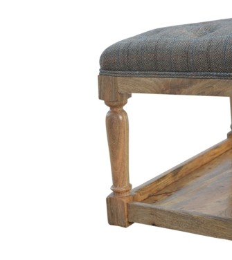 Repose-pieds en tweed multicolore avec étagère