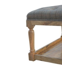 Repose-pieds en tweed multicolore avec étagère
