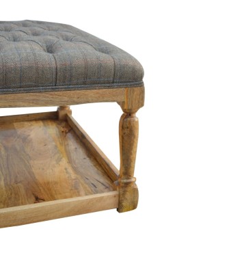 Repose-pieds en tweed multicolore avec étagère