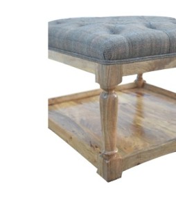 Repose-pieds en tweed multicolore avec étagère