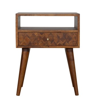 Table de chevet ouverte finition châtaigne assortie