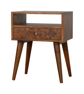 Table de chevet ouverte finition châtaigne assortie