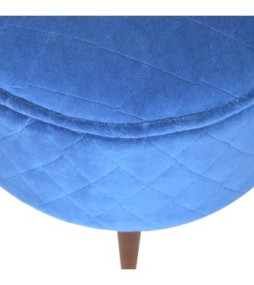 Repose-pieds en velours bleu matelassé