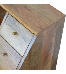 Table de chevet en verre à plusieurs tiroirs