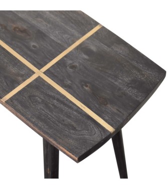 Table basse en frêne avec incrustations de laiton noir