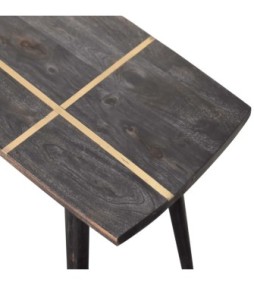 Table basse en frêne avec incrustations de laiton noir