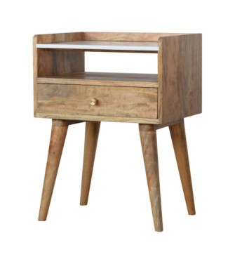 Table de chevet à fente ouverte avec plateau blanc
