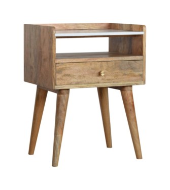 Table de chevet à fente ouverte avec plateau blanc