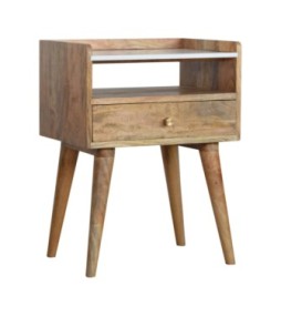 Table de chevet à fente ouverte avec plateau blanc