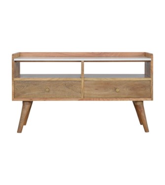 Meuble TV avec plateau en marbre blanc