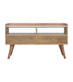 Meuble TV avec plateau en marbre blanc