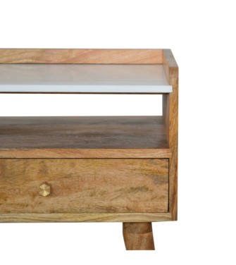 Table de chevet à fente ouverte avec plateau blanc