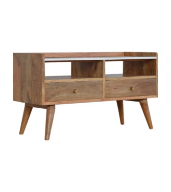 Meuble TV avec plateau en marbre blanc