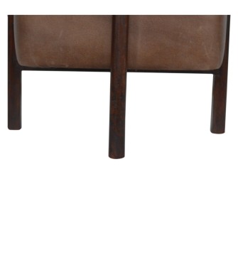 Repose-pieds en cuir massif marron