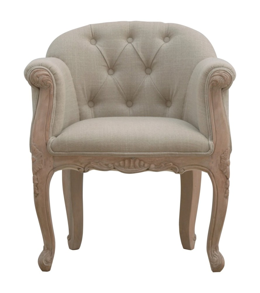 Fauteuil capitonné profond de style français