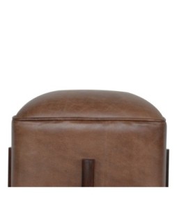 Repose-pieds en cuir massif marron