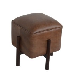 Repose-pieds en cuir massif marron