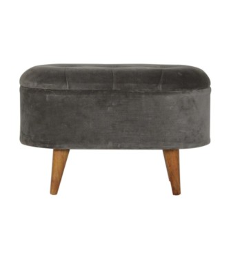 Grey Velvet Storage Footstool