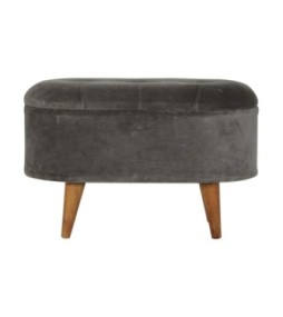 Repose-pieds de rangement en velours gris