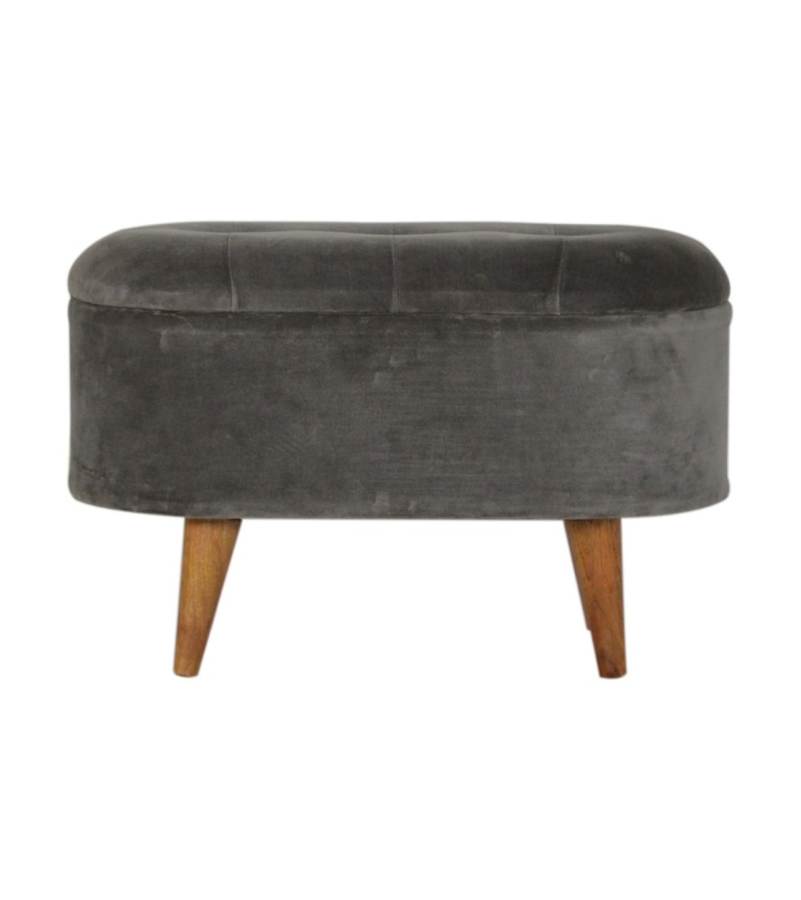Repose-pieds de rangement en velours gris