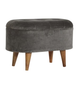 Repose-pieds de rangement en velours gris