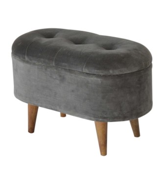 Repose-pieds de rangement en velours gris