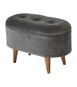 Repose-pieds de rangement en velours gris