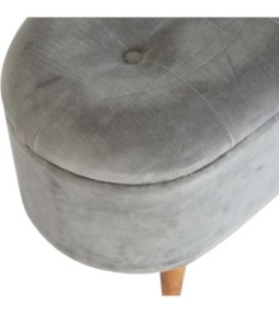 Repose-pieds de rangement en velours gris