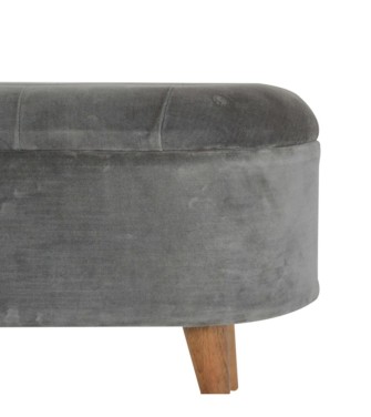 Repose-pieds de rangement en velours gris