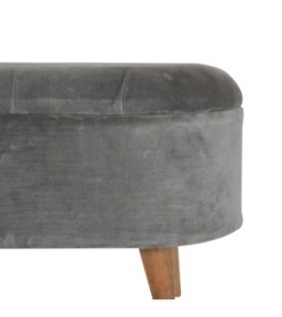 Repose-pieds de rangement en velours gris