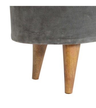 Repose-pieds de rangement en velours gris
